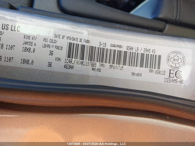 Aukcja sprzedaży 2019 Jeep Grand Cherokee Laredo, vin: 1C4RJFAGXKC697889, numer aukcji: 12573600