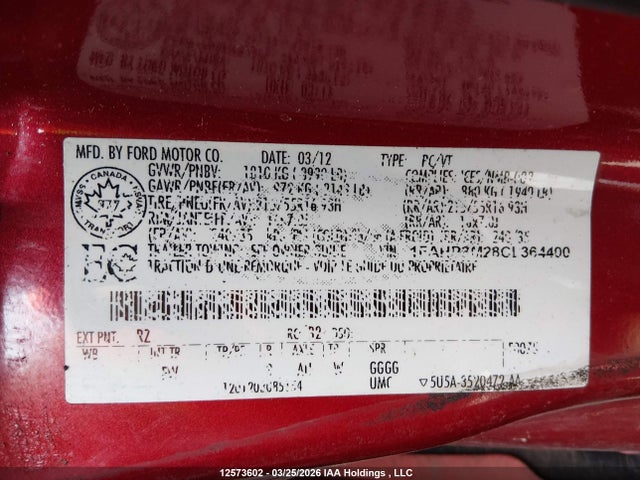 Продажа на аукционе авто 2012 Ford Focus Sel, vin: 1FAHP3M28CL364400, номер лота: 12573602