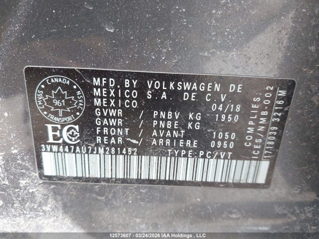 2018 Volkswagen Gti S/se/autobahn მანქანა იყიდება აუქციონზე, vin: 3VW447AU7JM281452, აუქციონის ნომერი: 12573607
