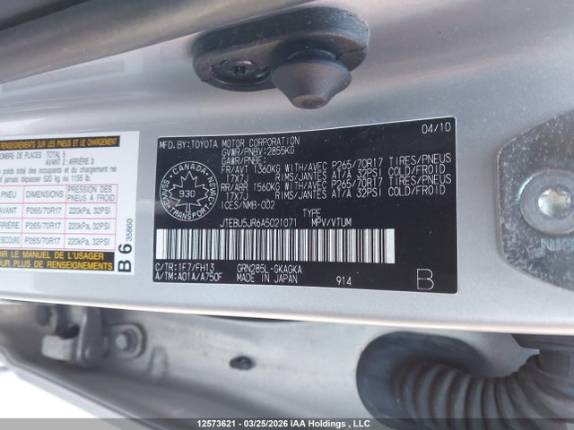 Aukcja sprzedaży 2010 Toyota 4runner Sr5 V6, vin: JTEBU5JR6A5021071, numer aukcji: 12573621