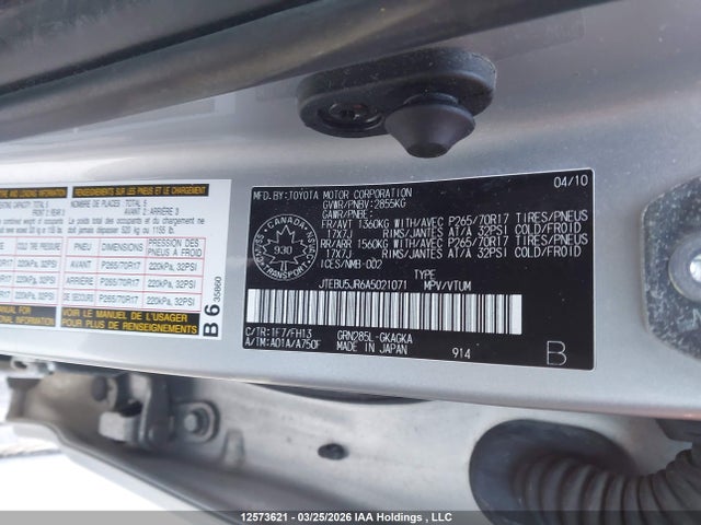 Aukcja sprzedaży 2010 Toyota 4runner Sr5 V6, vin: JTEBU5JR6A5021071, numer aukcji: 12573621