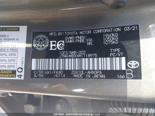 JTNKHMBXXM1118975 Toyota C-HR