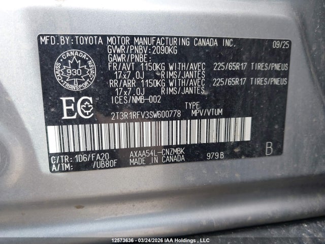 2T3R1RFV3SW600778 Toyota Rav4 Xle/xle Premium