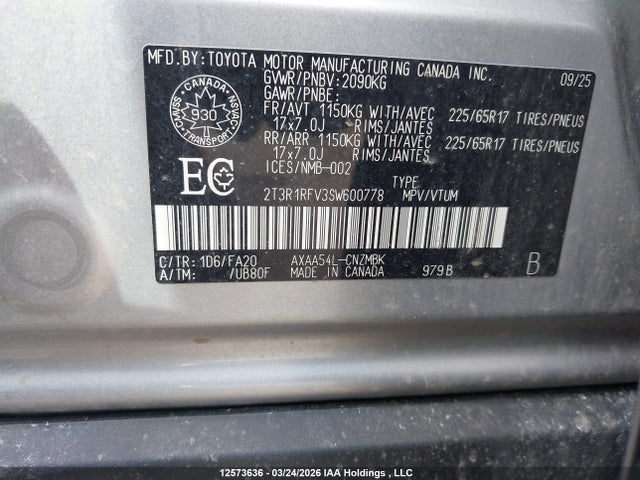 2T3R1RFV3SW600778 Toyota Rav4 Xle/xle Premium