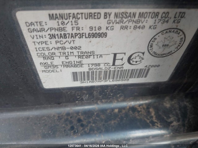 Продажа на аукционе авто 2015 Nissan Sentra, vin: 3N1AB7AP3FL690909, номер лота: 12573641