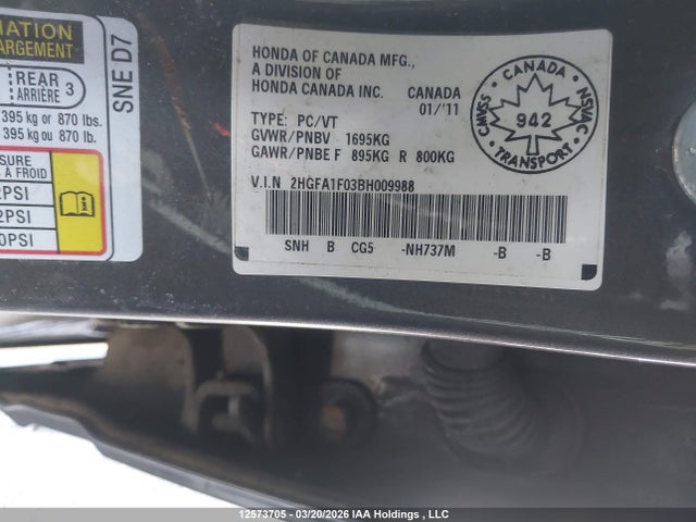 Продаж на аукціоні авто 2011 Honda Civic Ex-l, vin: 2HGFA1F03BH009988, номер лоту: 12573705