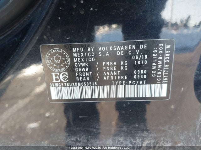 3VWG57BUXKM059515 Volkswagen Jetta 1.4 Tsi Execline