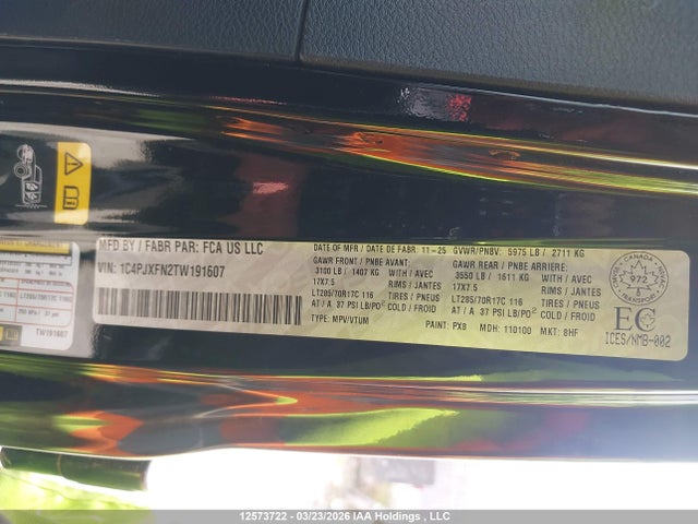 Aukcja sprzedaży 2026 Jeep Wrangler Rubicon, vin: 1C4PJXFN2TW191607, numer aukcji: 12573722