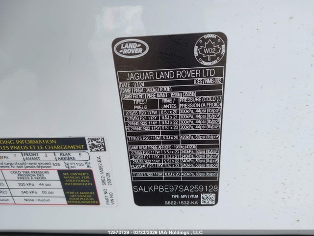 Продажа на аукционе авто 2025 Land Rover Range Rover P530 Se Lwb 7 Seat, vin: SALKPBE97SA259128, номер лота: 12573729