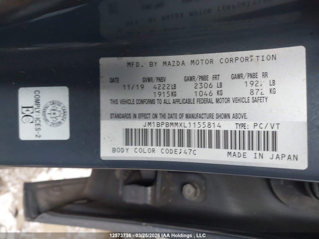 JM1BPBMMXL1155814 Mazda Mazda3 Gt