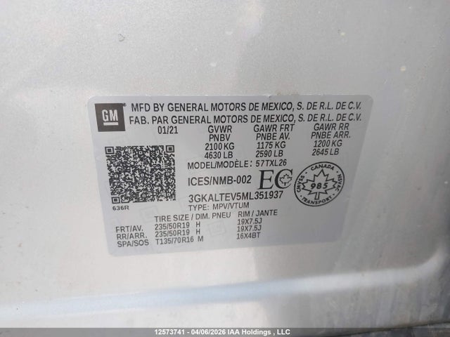 Aukcja sprzedaży 2021 Gmc Terrain, vin: 3GKALTEV5ML351937, numer aukcji: 12573741