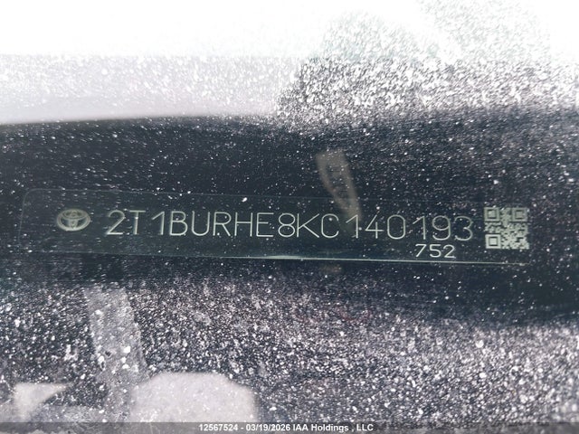 Aukcja sprzedaży 2019 Toyota Corolla Le, vin: 2T1BURHE8KC140193, numer aukcji: 12567524