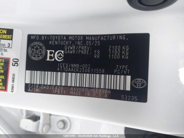 Aukcja sprzedaży 2025 Toyota Camry Xse/xle/le/se, vin: 4T1DAACK2SU611558, numer aukcji: 12573761
