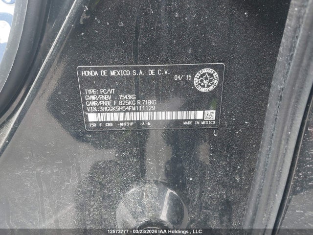 3HGGK5H54FM111129 Honda FIT LX