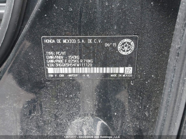 3HGGK5H54FM111129 Honda FIT LX