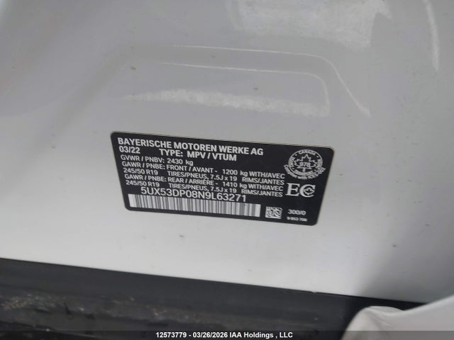 5UX53DP08N9L63271 BMW X3 3.0I