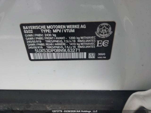 5UX53DP08N9L63271 BMW X3 3.0I