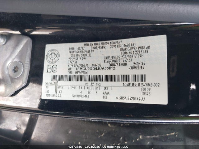 Aukcja sprzedaży 2018 Ford Escape Se, vin: 1FMCU0GD4JUA00812, numer aukcji: 12573786
