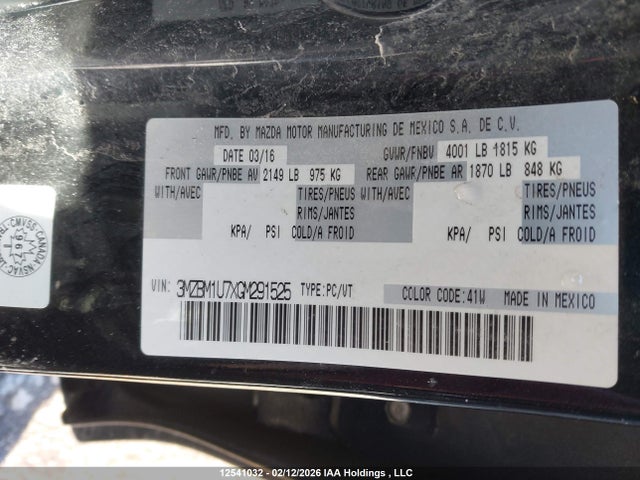 3MZBM1U7XGM291525 Mazda Mazda3 G/gx