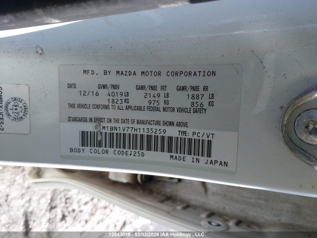 JM1BN1V77H1135259 Mazda Mazda3 Gs