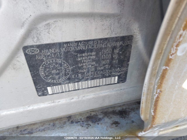 12568678 :رقم المزاد ، 5NPEC4AC3DH590006 vin ، 2013 Hyundai Sonata Limited مزاد بيع