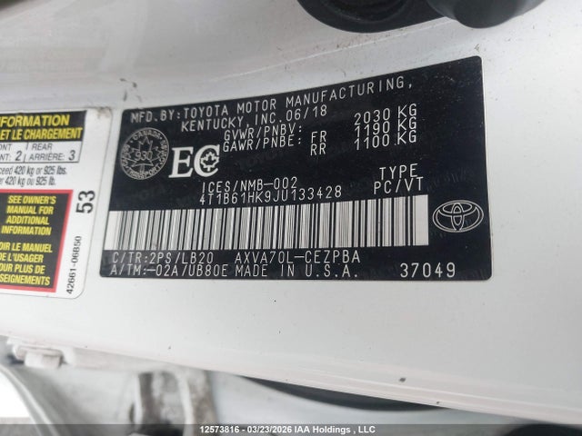 4T1B61HK9JU133428 Toyota CAMRY XSE
