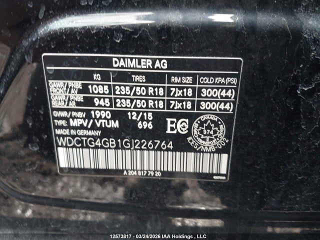WDCTG4GB1GJ226764 Mercedes-Benz Gla 250 4matic