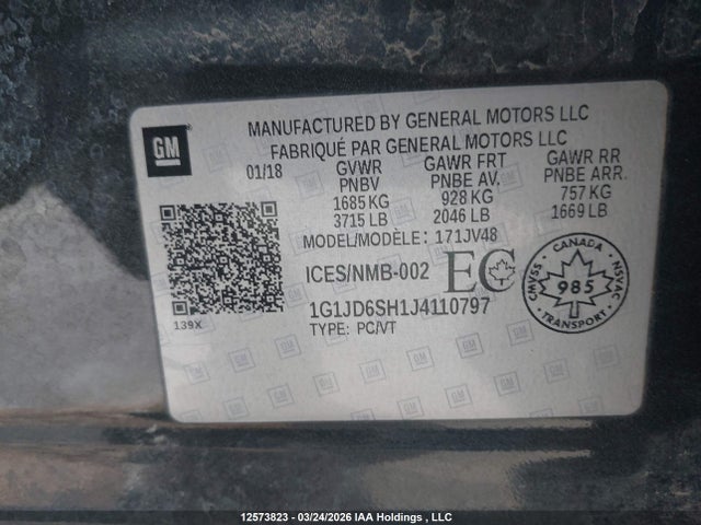 1G1JD6SH1J4110797 Chevrolet Sonic Lt Auto
