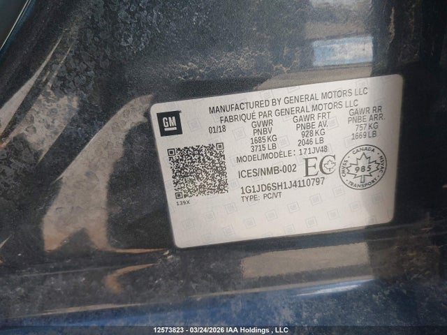 1G1JD6SH1J4110797 Chevrolet Sonic Lt Auto