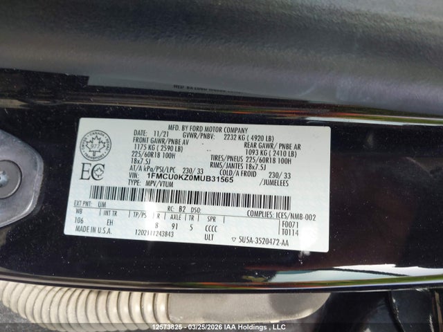 1FMCU0KZ0MUB31565 Ford Escape Hybrid