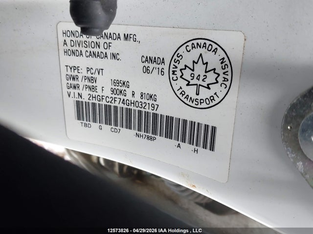 Aukcja sprzedaży 2016 Honda Civic Ex 4dr, vin: 2HGFC2F74GH032197, numer aukcji: 12573826