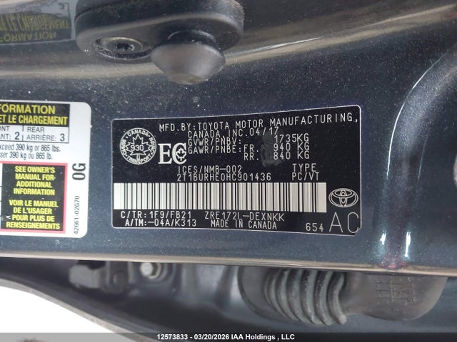 Aukcja sprzedaży 2017 Toyota Corolla L/le/xle/se/xse, vin: 2T1BURHE0HC901436, numer aukcji: 12573833