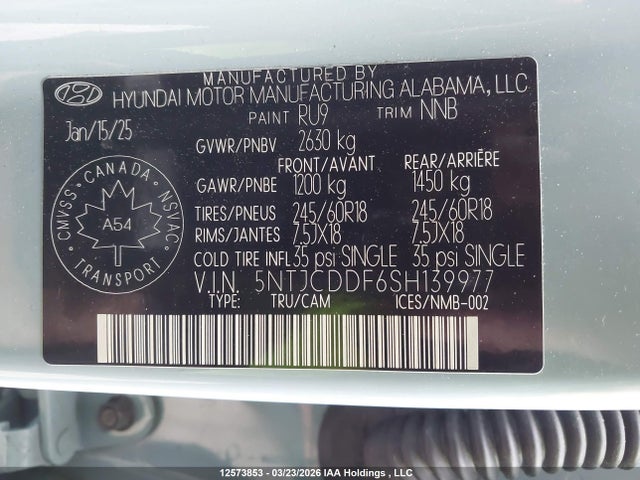 Продаж на аукціоні авто 2025 Hyundai Santa Cruz Preferred, vin: 5NTJCDDF6SH139977, номер лоту: 12573853