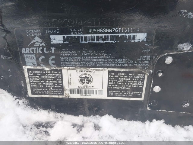 2006 Arctic Cat  მანქანა იყიდება აუქციონზე, vin: 4UF06SNW76T131174, აუქციონის ნომერი: 12573860
