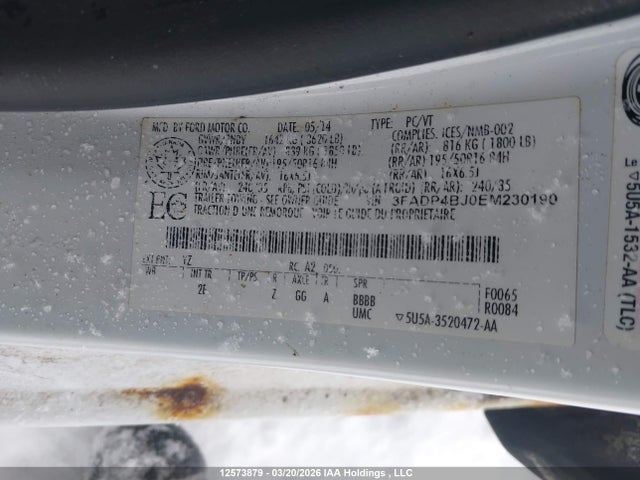 Продажа на аукционе авто 2014 Ford Fiesta Se, vin: 3FADP4BJ0EM230190, номер лота: 12573879