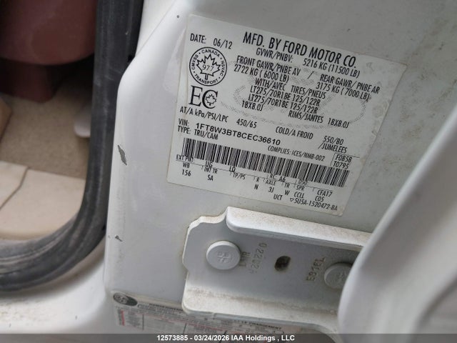Aukcja sprzedaży 2012 Ford F350 Super Duty, vin: 1FT8W3BT8CEC36610, numer aukcji: 12573885