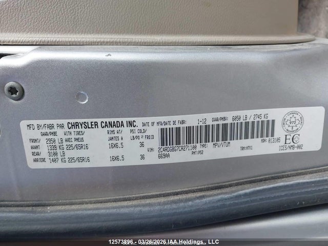 Aukcja sprzedaży 2012 Dodge Grand Caravan Se/sxt, vin: 2C4RDGBG7CR271100, numer aukcji: 12573896