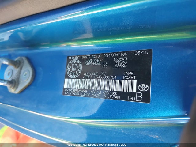 Продажа на аукционе авто 2005 Toyota Echo Ce, vin: JTDJT123450086784, номер лота: 12540848