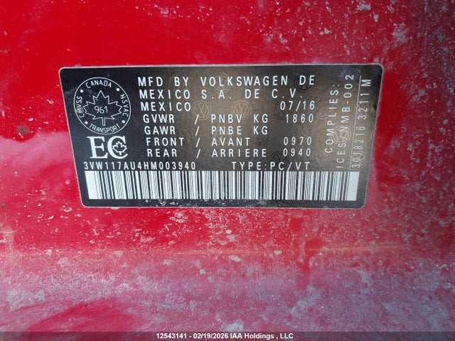 3VW117AU4HM003940 Volkswagen Golf 1.8 Tsi Comfortline/1.8 Tsi Highline/1.8 Tsi Trendline