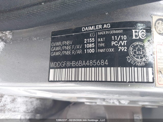 12552237 :رقم المزاد ، WDDGF8HB6BA485684 vin ، 2011 Mercedes-benz C 350 4matic مزاد بيع