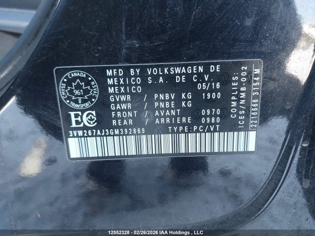 3VW267AJ3GM392869 Volkswagen Jetta 1.4 Tsi Trendline/1.4 Tsi Trendline+