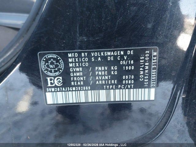 3VW267AJ3GM392869 Volkswagen Jetta 1.4 Tsi Trendline/1.4 Tsi Trendline+