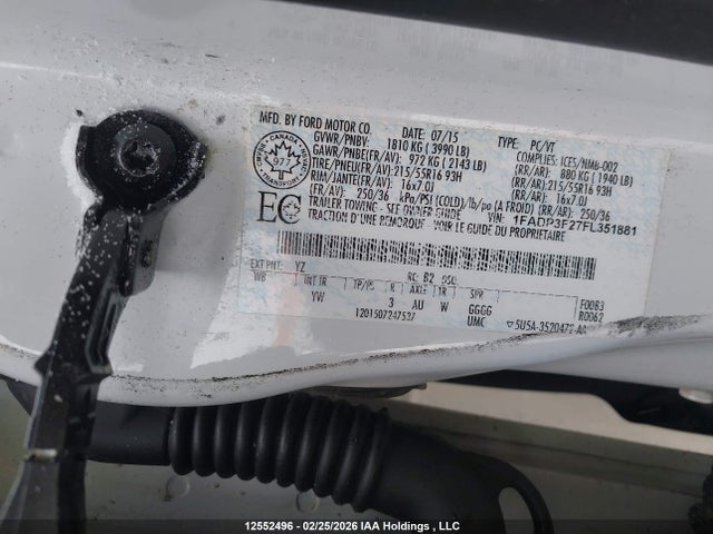 Продажа на аукционе авто 2015 Ford Focus Se, vin: 1FADP3F27FL351881, номер лота: 12552496