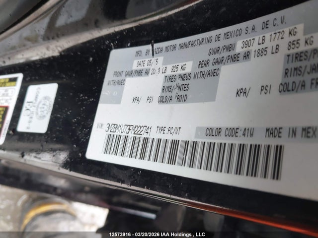3MZBM1U73FM222741 Mazda Mazda3 Gx