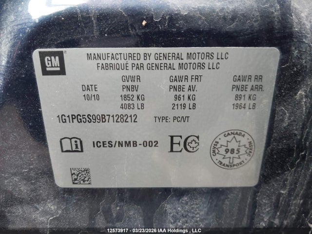 2011 Chevrolet Cruze მანქანა იყიდება აუქციონზე, vin: 1G1PG5S99B7128212, აუქციონის ნომერი: 12573917