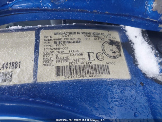 Aukcja sprzedaży 2010 Nissan Versa 1.8s, vin: 3N1BC1CP6AL441881, numer aukcji: 12567950