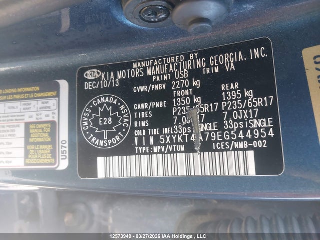 5XYKT4A79EG544954 KIA SORENTO LX