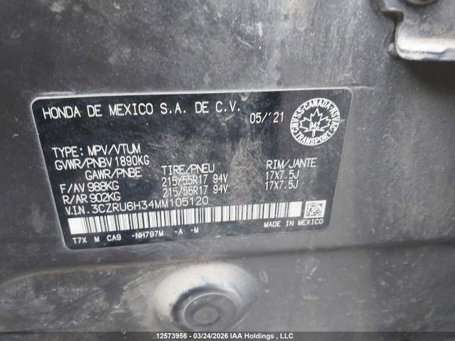 3CZRU6H34MM105120 Honda HR-V LX