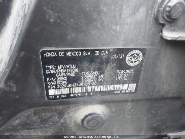 3CZRU6H34MM105120 Honda HR-V LX