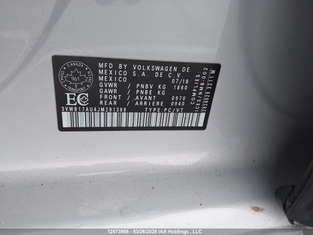 3VWB17AU4JM291369 Volkswagen Golf 1.8 Tsi Comfortline/1.8 Tsi Highline/1.8 Tsi Trendline